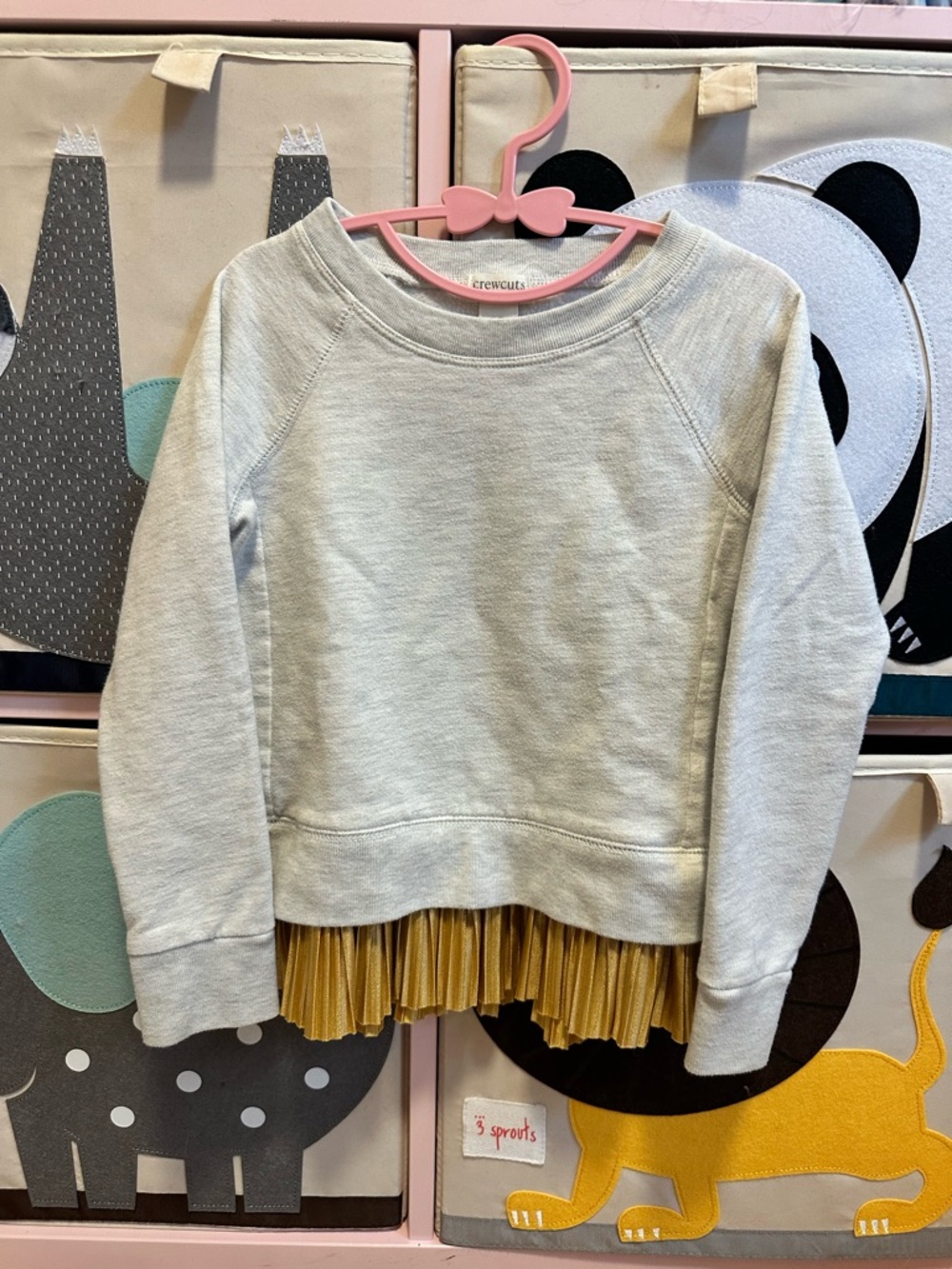 Crewcuts Girls' Heather Gra Sweatshirt with Gold Pleated Hem